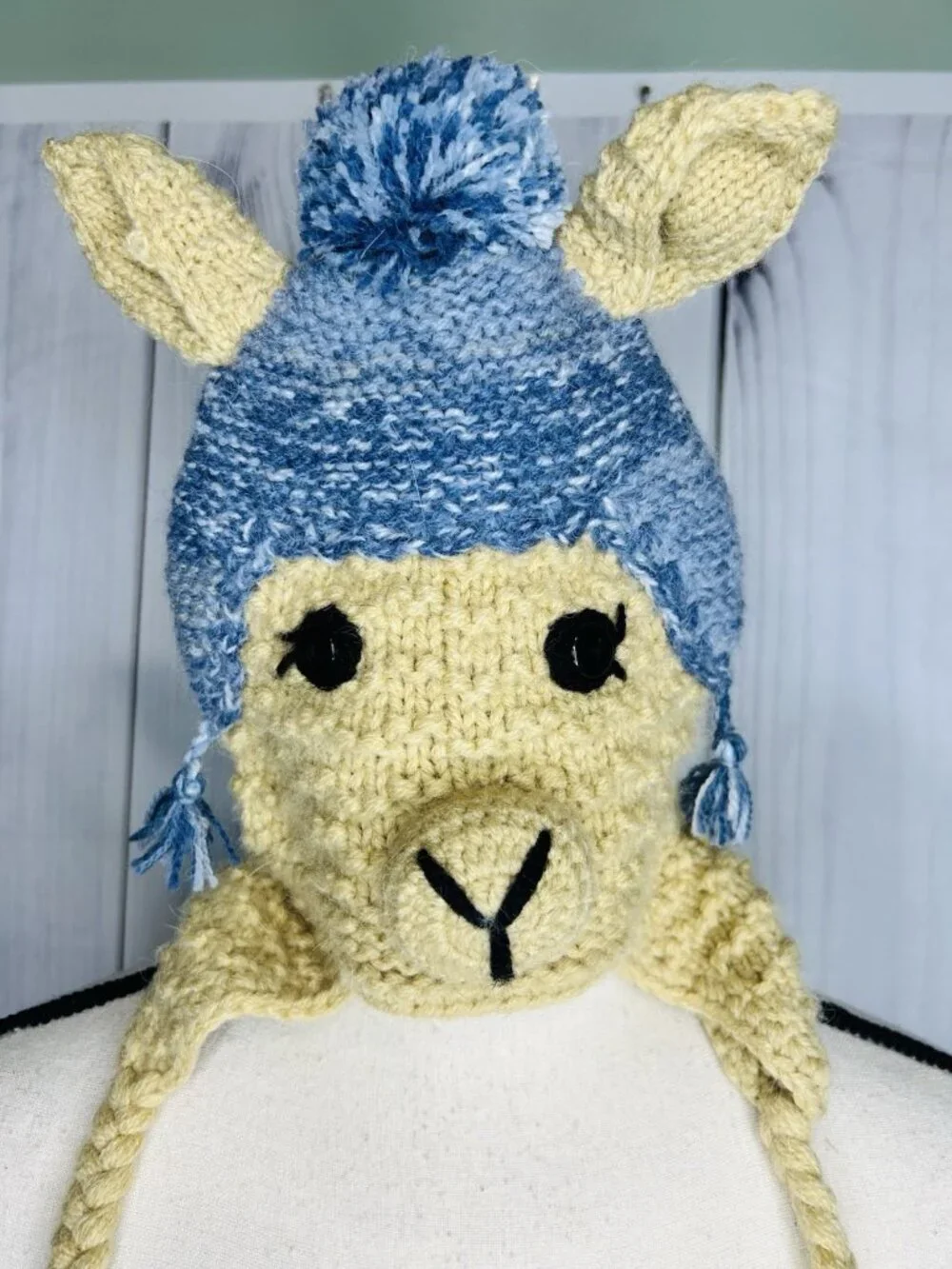 Andes Gifts Alpaca Llama Head Hat Adult Tan Peru